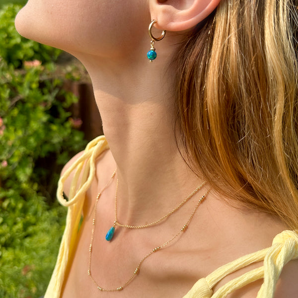 Gold Peacock Opal Teardrop Pendant
