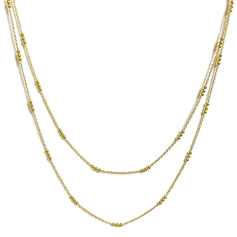 Gold Beaded Trio Chain Necklace