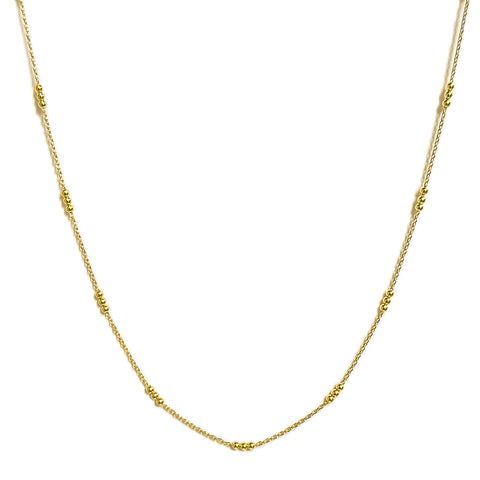 Gold Beaded Trio Chain Necklace