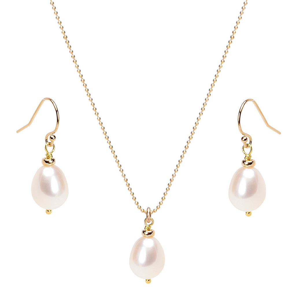 Pearl Droplet Pendant and Earring Set