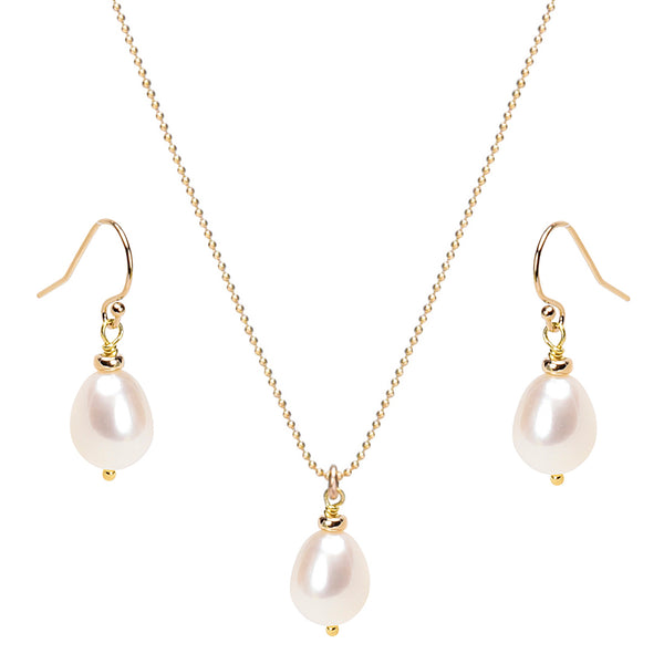 Pearl Droplet Pendant and Earring Set