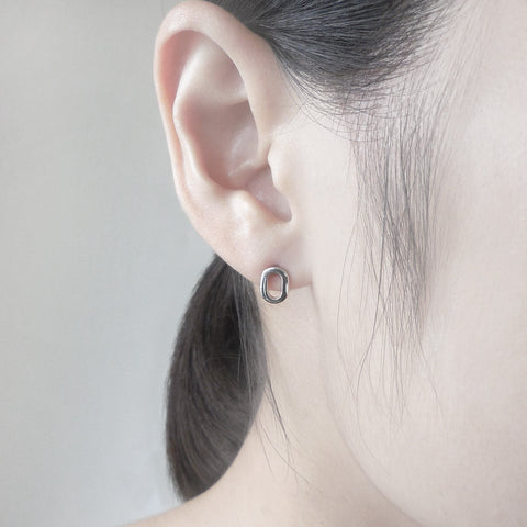 Silver Oval Link Studs