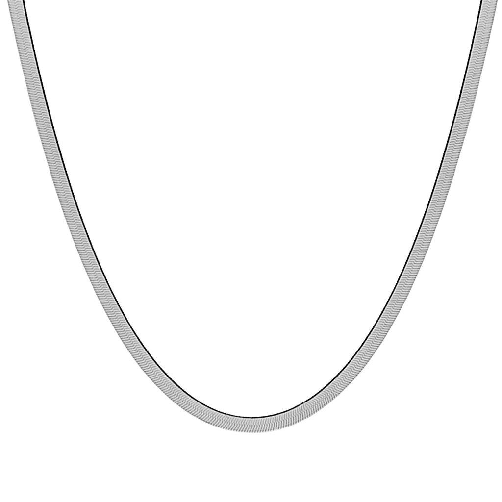 Silver Herringbone Chain Necklace