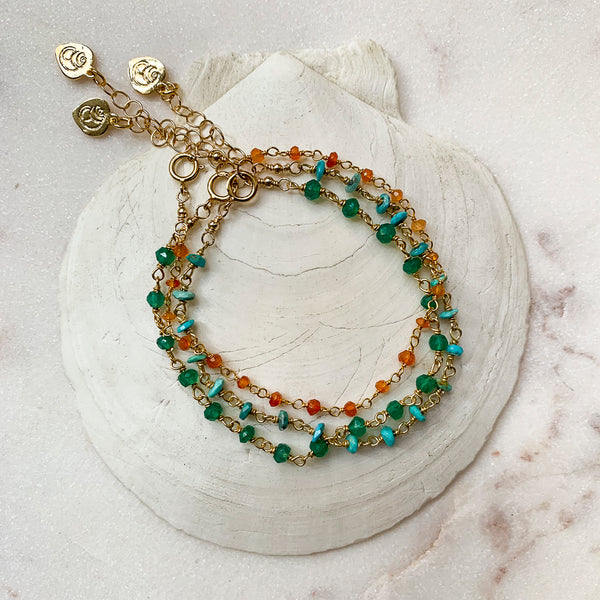 Emerald Agate Rosary Chain Bracelet