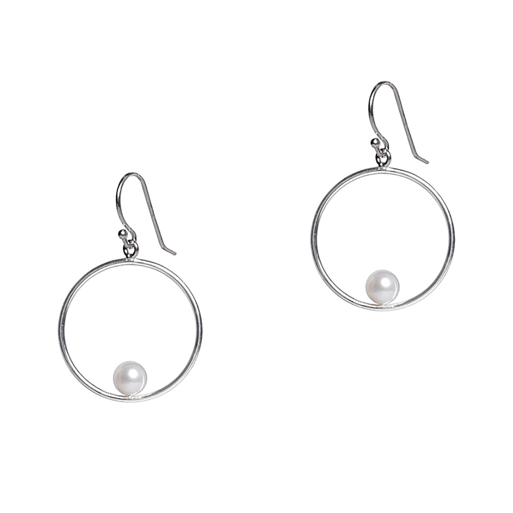 Silver Floating Pearl Drops