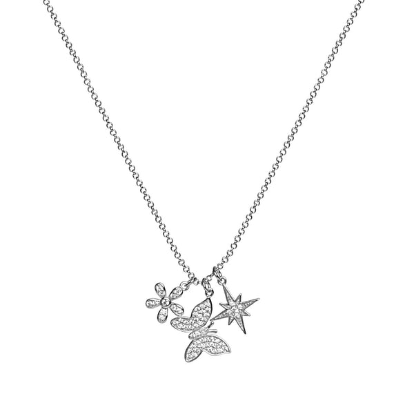 Butterfly Charm Trio Necklace