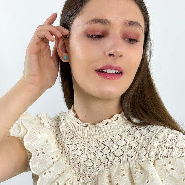 Turquoise Gem Ball Studs