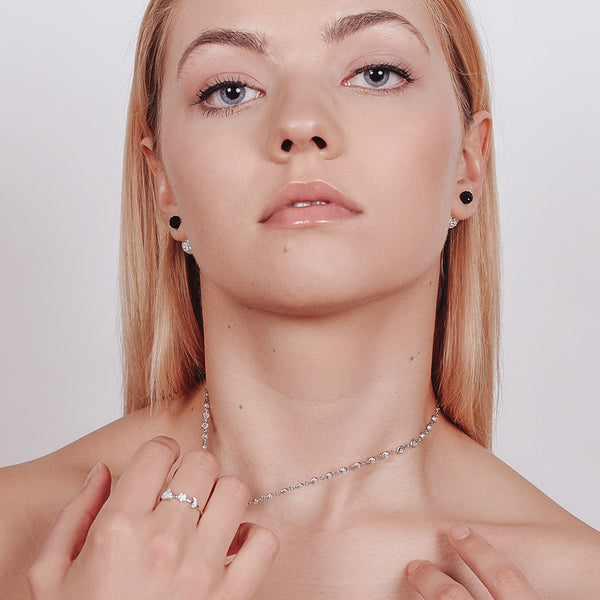 Dagen Black and White Ball Earrings
