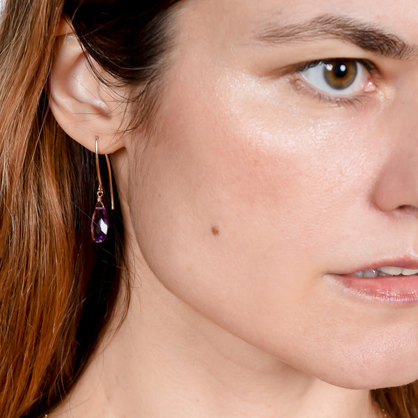 Amethyst Long Wire Earrings