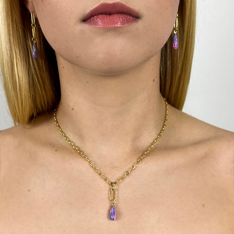 Lavender Opal Teardrop Pendant