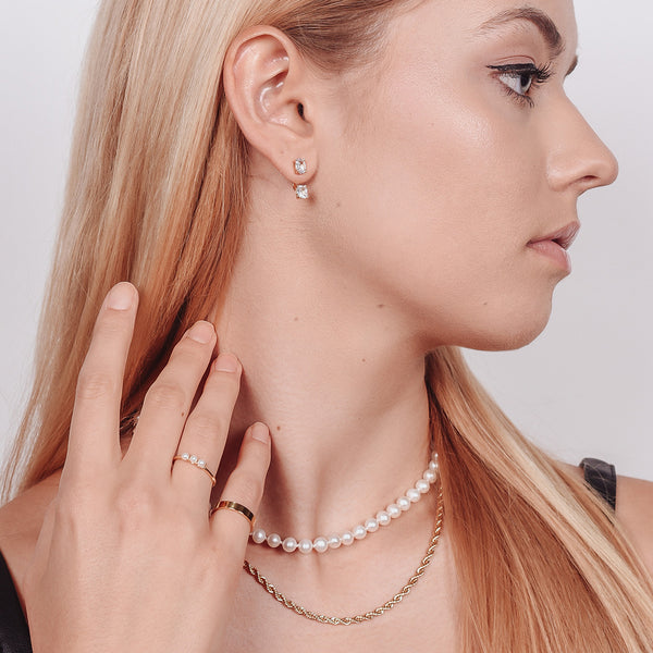 Double Jewel Drop Earrings