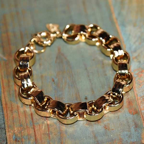 Chunky Hammered Link Bracelet