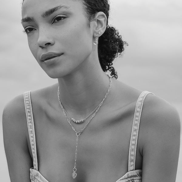 Silver Turquoise Linea Necklace