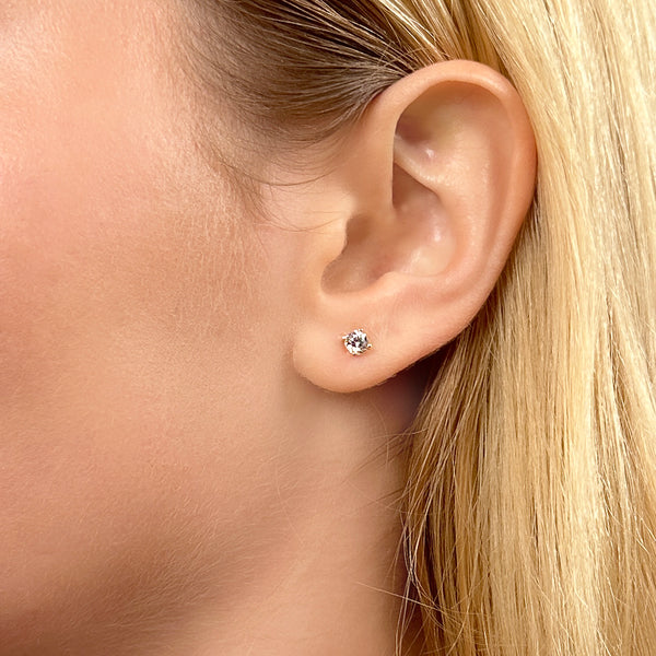 Petite Solitaire Stud Earrings