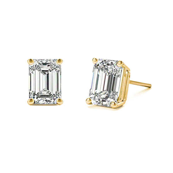 Emerald Cut Solitaire Stud Earrings