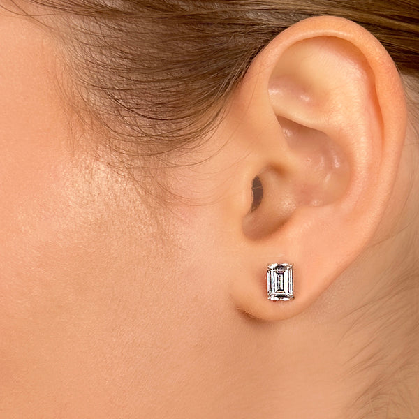 Emerald Cut Solitaire Stud Earrings