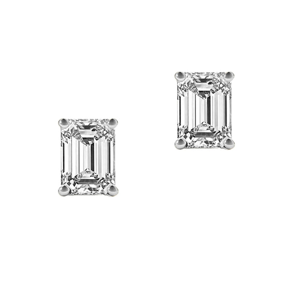 Emerald Cut Solitaire Stud Earrings