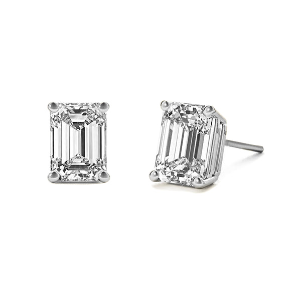 Emerald Cut Solitaire Stud Earrings