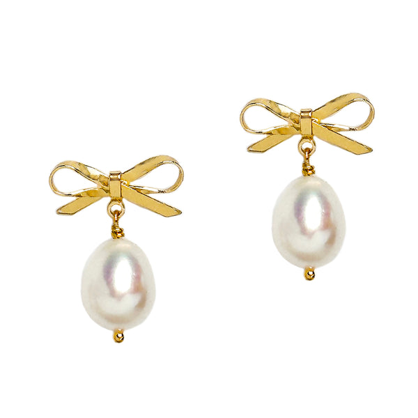 Olivia Pearl Bow Earrings