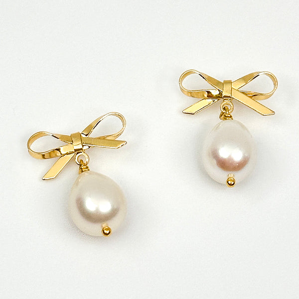 Olivia Pearl Bow Earrings