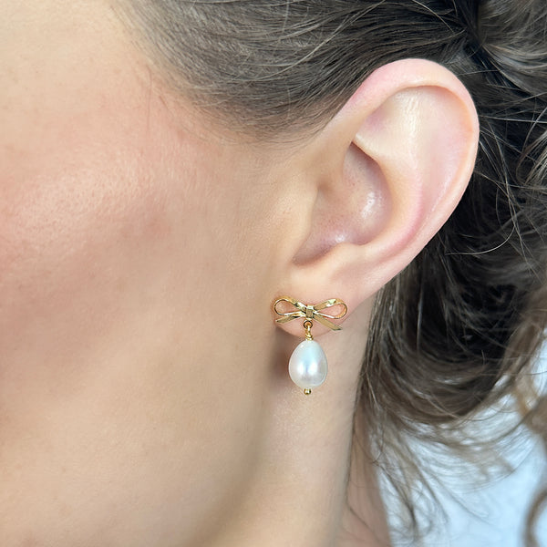 Olivia Pearl Bow Earrings