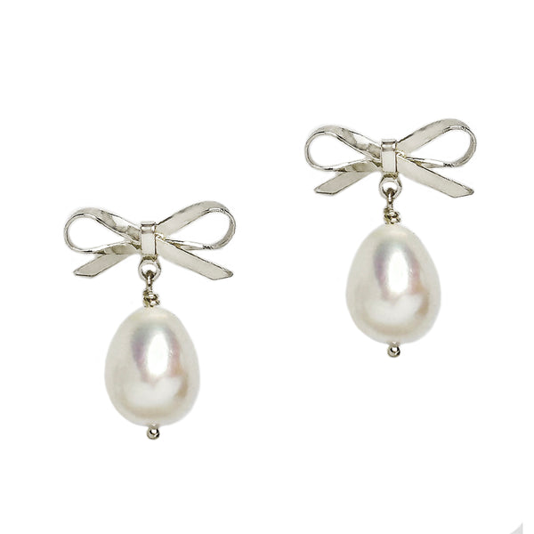 Olivia Pearl Bow Earrings