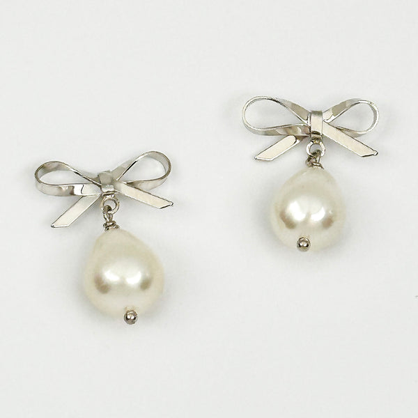 Olivia Pearl Bow Earrings