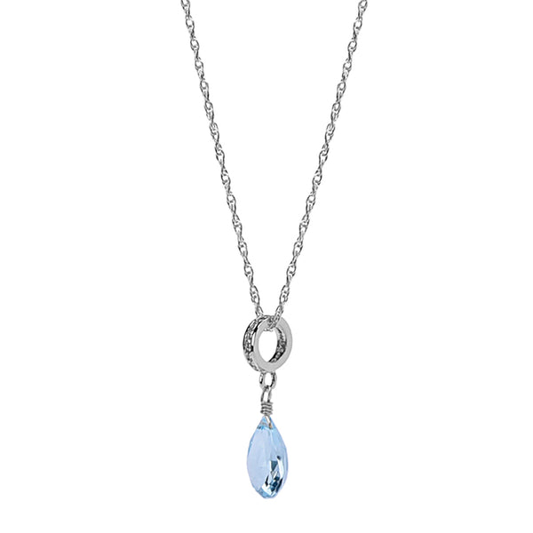 Rhodium Blue Topaz Monaco Pendant