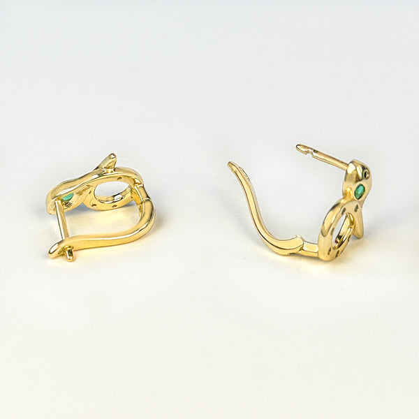Coiled Emerald Snake Earrings
