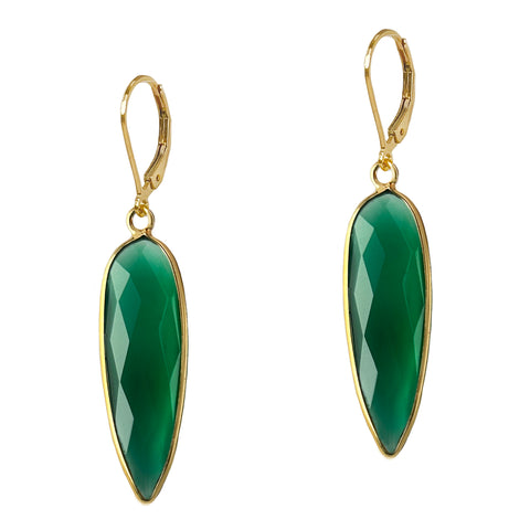 Emerald Agate Spear Earrings