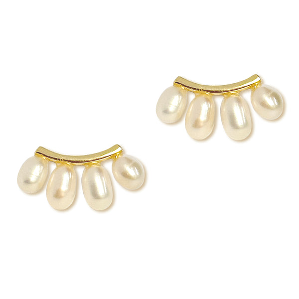 Pearl Eyelash Bar Earrings