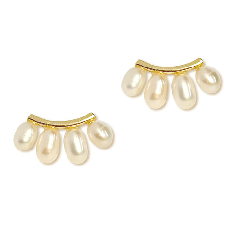 Pearl Eyelash Bar Earrings