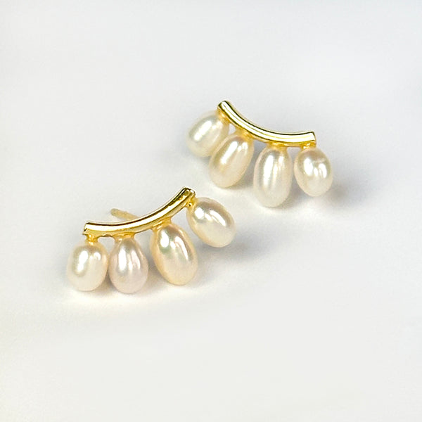 Pearl Eyelash Bar Earrings