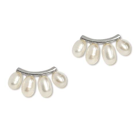 Pearl Eyelash Bar Earrings