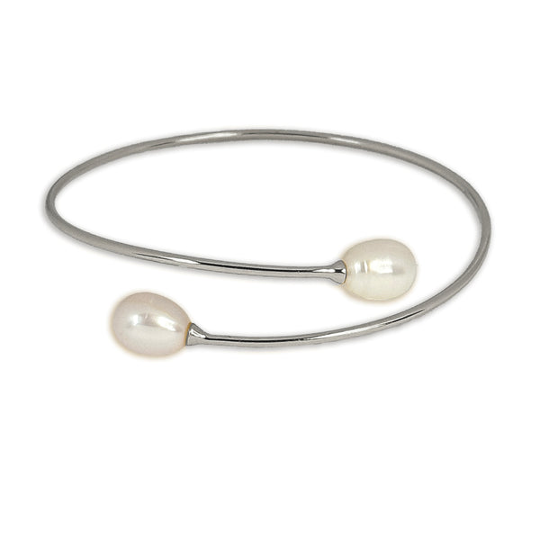 Rice Pearl Overlap Cuff Bracelet
