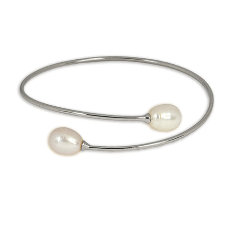 Rice Pearl Overlap Cuff Bracelet