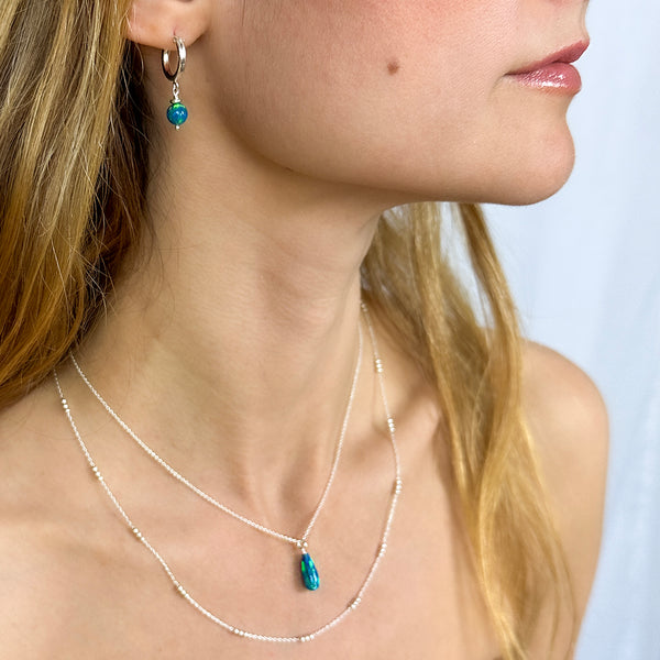 Silver Peacock Opal Teardrop Pendant