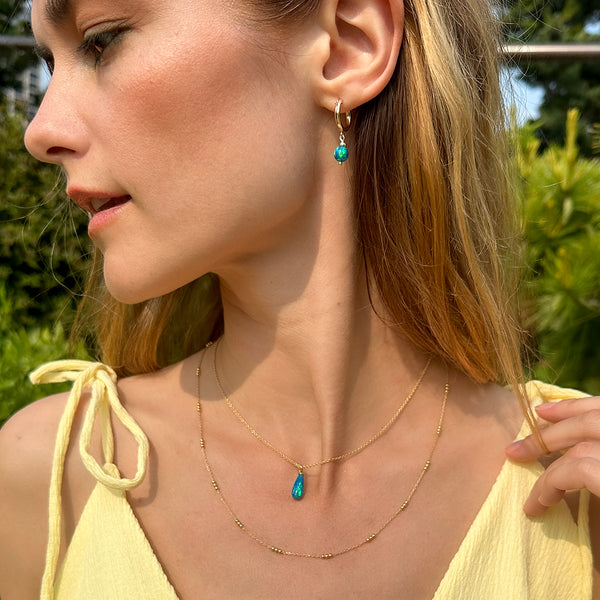 Gold Beaded Trio Chain Necklace