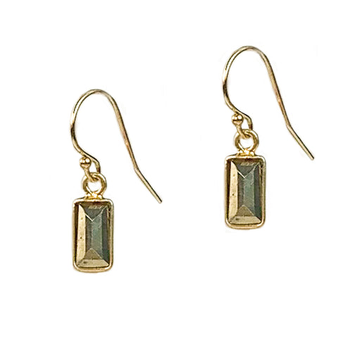 Gold and Pyrite Baguette Earrings
