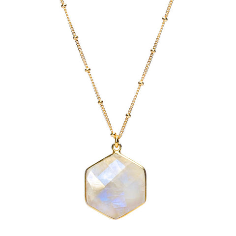 Moonstone Hex Pendant