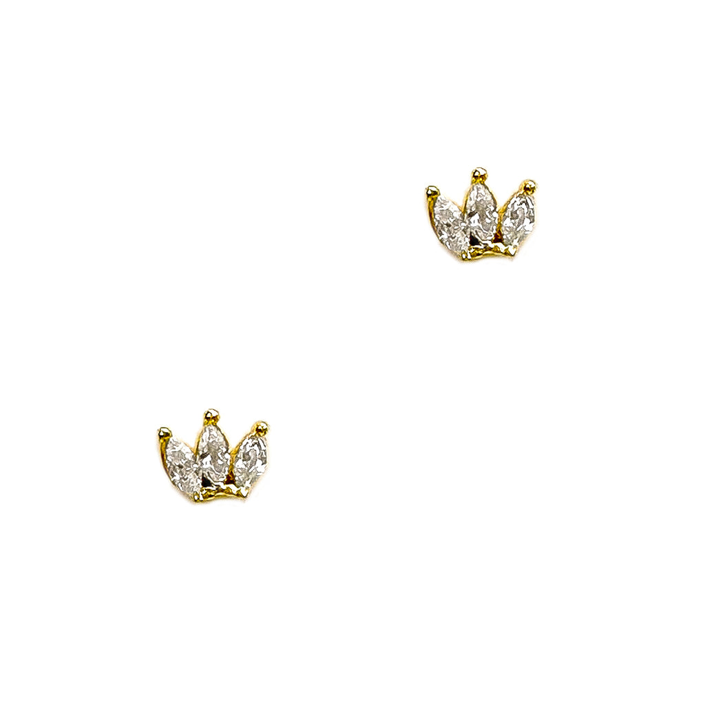 Pandora Clear Sparkling Crown Stud Earrings, Gold-Plated | REEDS Jewelers