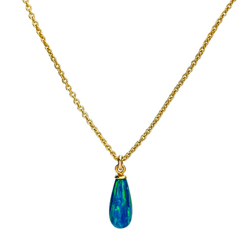 Gold Peacock Opal Teardrop Pendant