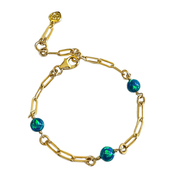 Gold Peacock Opal Bead Bracelet