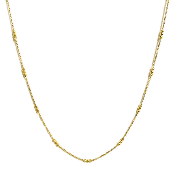 Gold Beaded Trio Chain Necklace