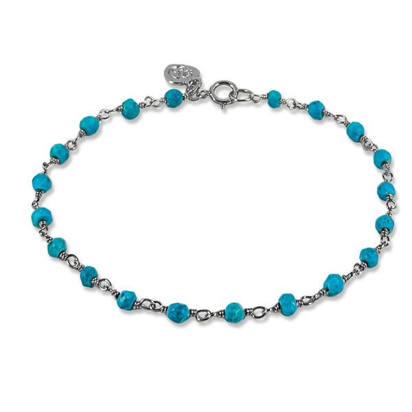 Silver Turquoise Rosary Chain Bracelet