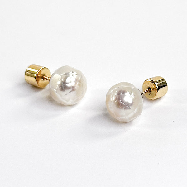 Marella Faceted Button Pearl Studs