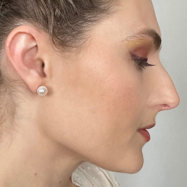 Marella Faceted Button Pearl Studs