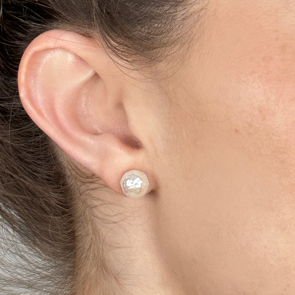 Marella Faceted Button Pearl Studs