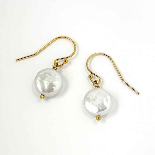 Gloria Mini Coin Pearl Earrings