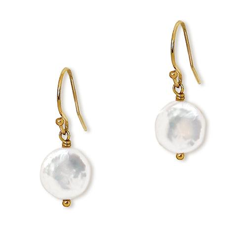 Gloria Mini Coin Pearl Earrings